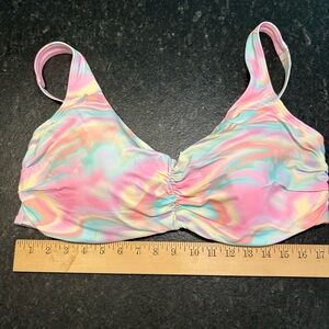 Lands’ End 20W Colorful Swirl Bikini Top NWOT
